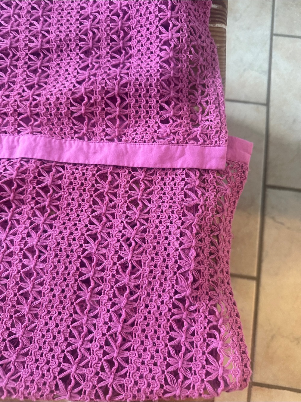Crocheted Button-Front Pinkish Duster Coverup - Picture 4 of 4